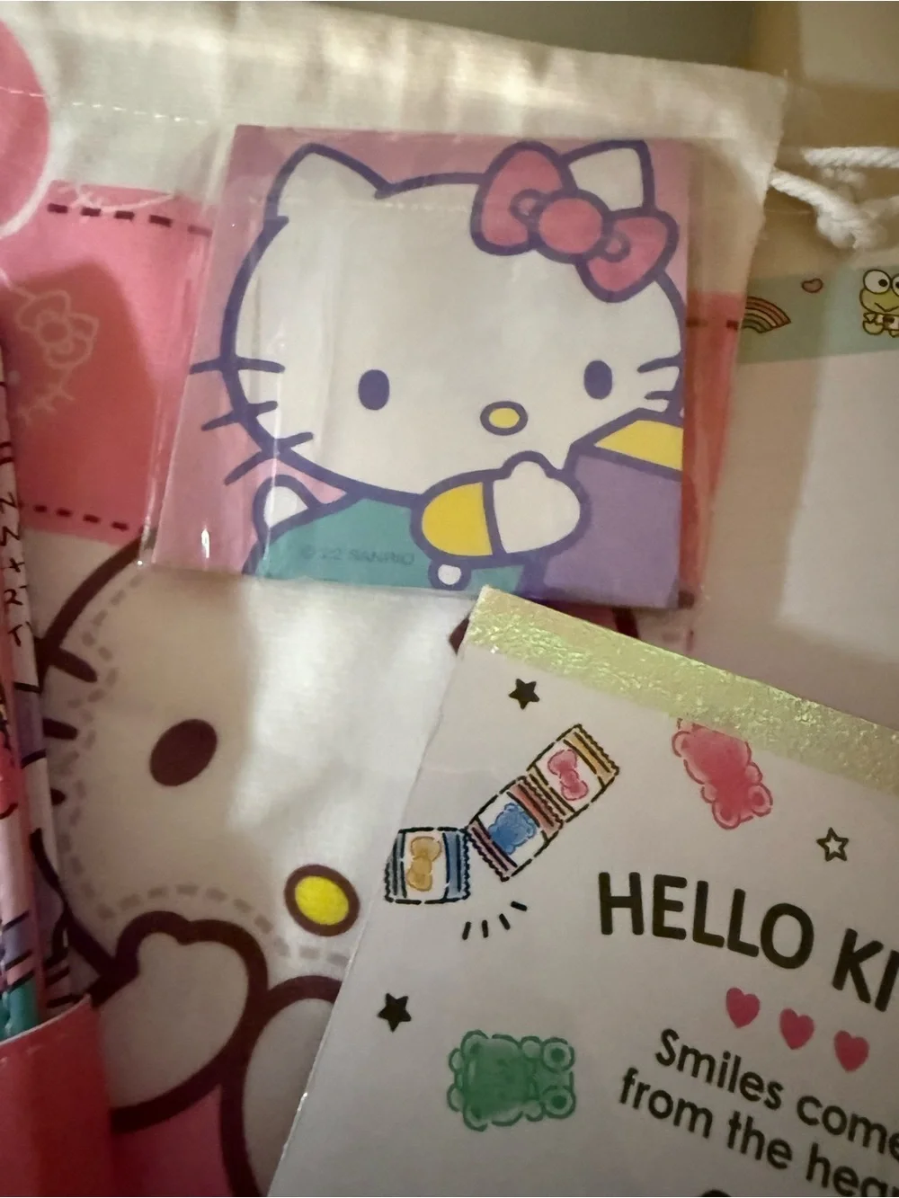 Hello Kitty Pink Kids Drawstring Bag & Notebook Set